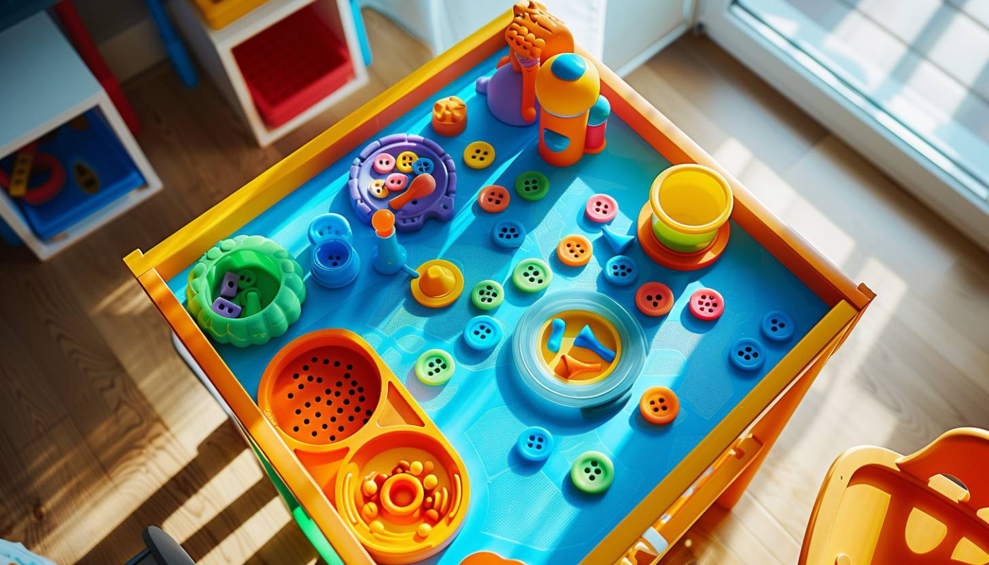 Table d'activité Cotoons : l'éveil par le jeu et la controverse des chaussures sur la table